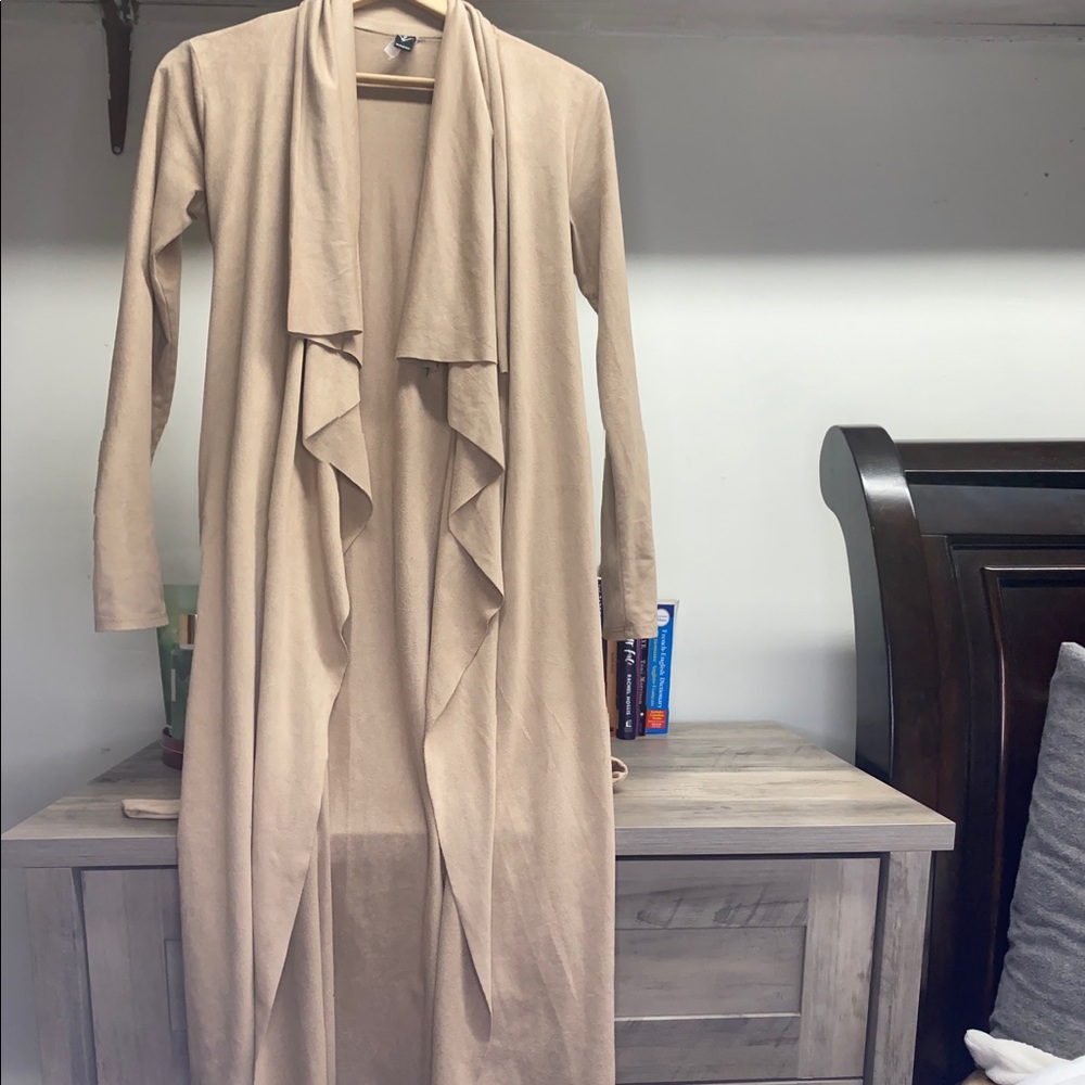 Beige Suede Cardigan